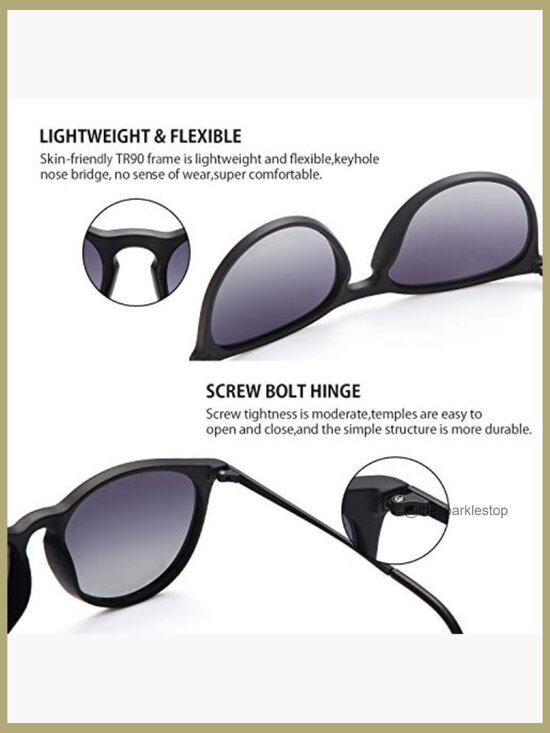 Polarized Round Sunglasses with UV Protection, Retro Style main image 4
